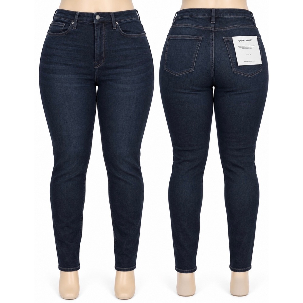 Good American Stacked Jeans Womens‎ 14/32 Blue NWT High Rise $150